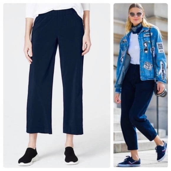 J Jill Love Linen Seaside Blue Cropped Pants MP - Picture 1 of 7